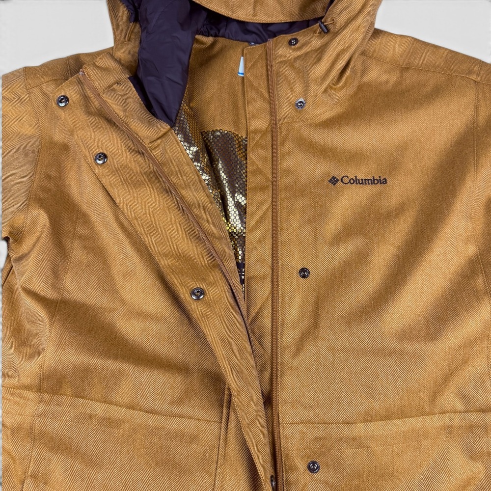 COLUMBIA Portland Point Parka Womens XL Brown‎ Herringbone Omni-Tech Hooded - Picture 5 of 13